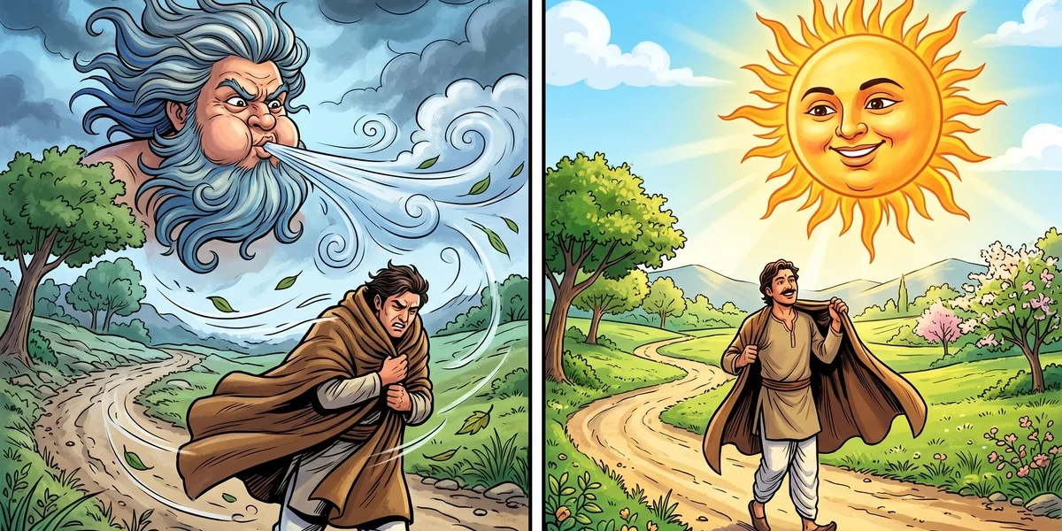 The Wind and The Sun - Cover - Amar Chitra Katha Style