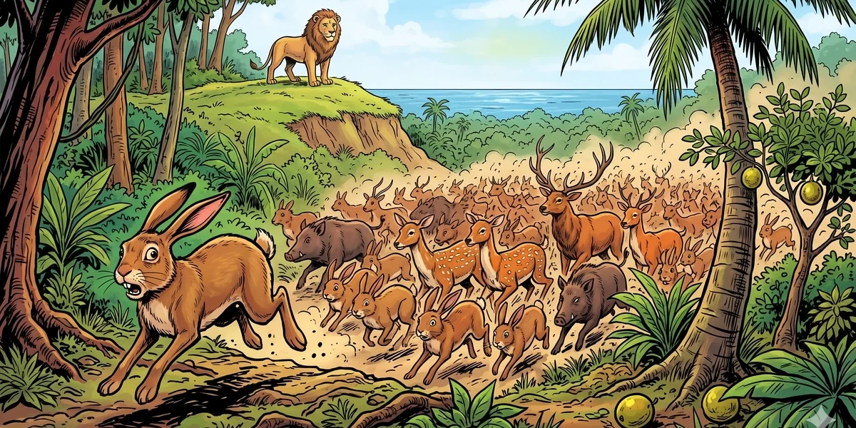 Timid Hare Flight Beasts - Cover - Amar Chitra Katha Style