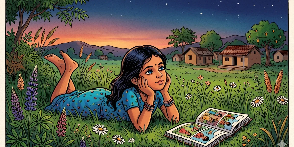 Her Childhood - Cover - Amar Chitra Katha Style