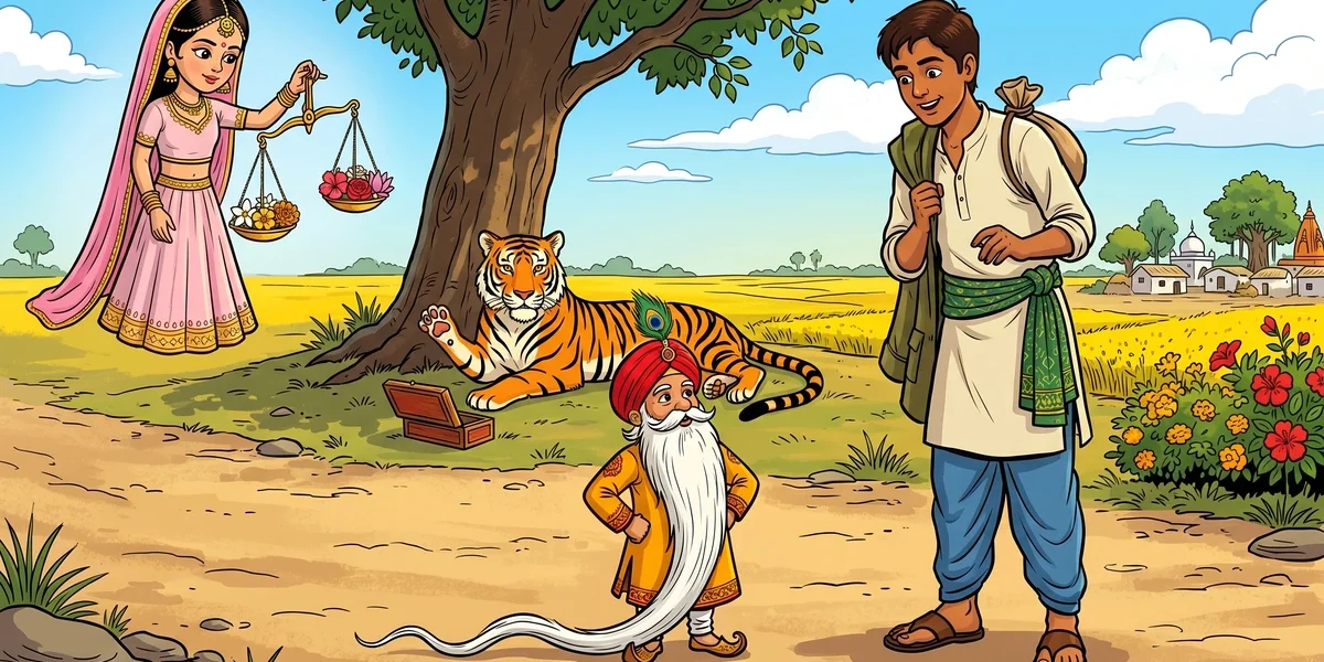 Sir Buzz: ACK-style Punjabi cover with one-span mannikin, soldier's son, tigress, and Princess Blossom on golden scales