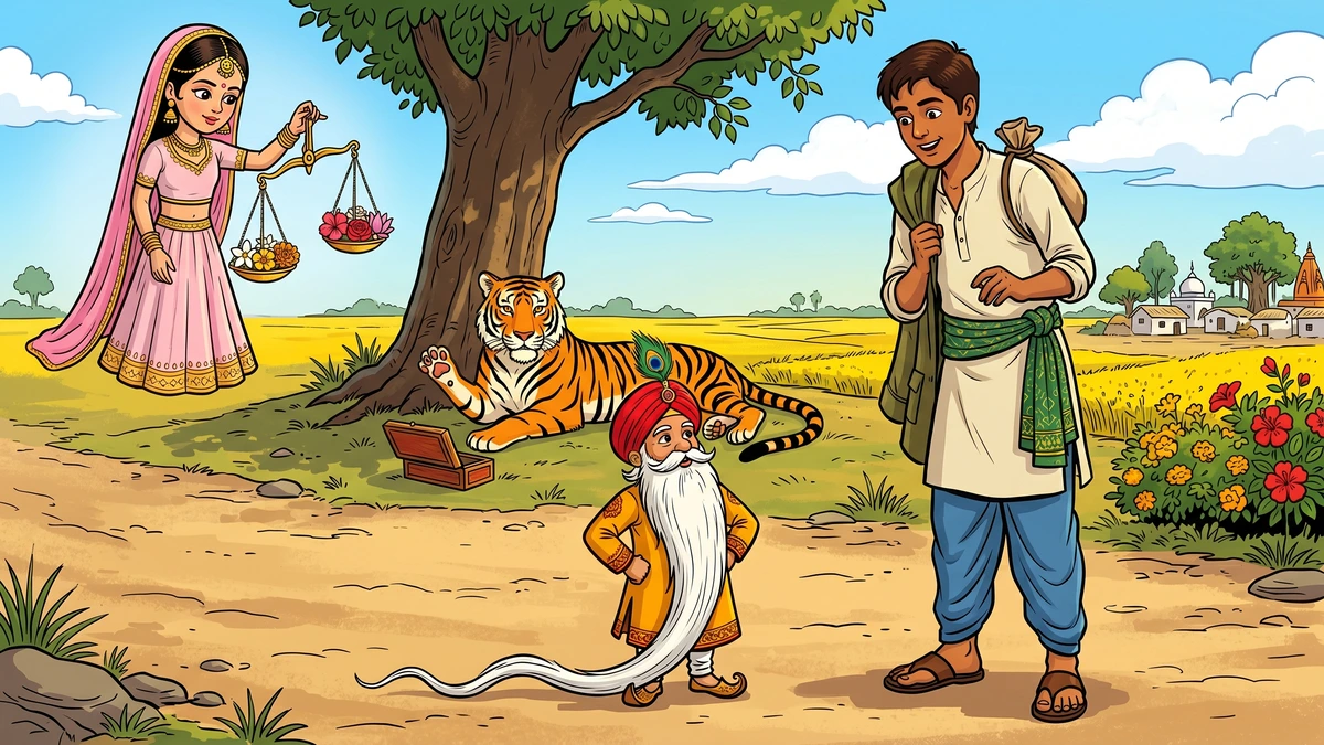 Sir Buzz: ACK-style Punjabi cover with the one-span mannikin, soldier's son, wounded tigress, and Princess Blossom