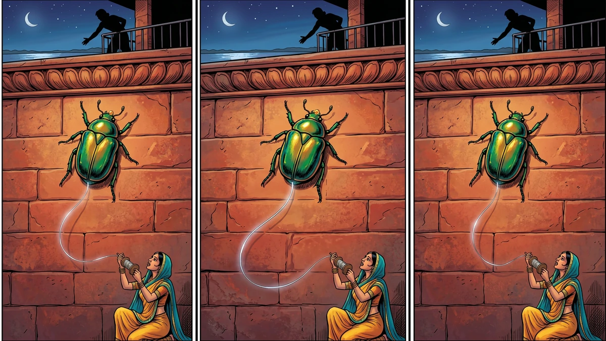 Raja Surya Pratap rages at his loyal mantri Dhairya-Sila in the Allahabad audience hall — Amar Chitra Katha style