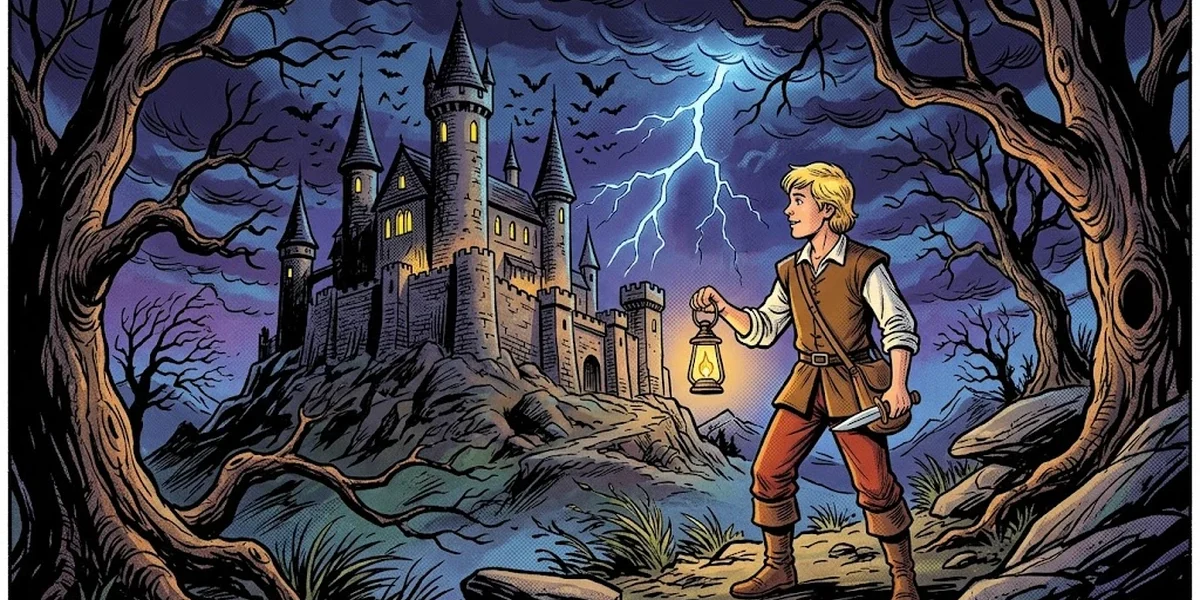 The Story Of The Youth Who Went Forth To Learn What Fear Was - cover - ACK style illustration
