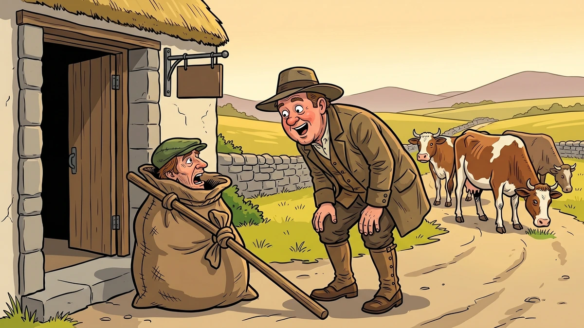 Donald O'Neary, hidden inside a meal sack at the door of a roadside Irish inn, persuades a passing cattle drover to swap places with him to marry the king's daughter.