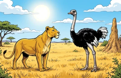 The Lioness And The Ostrich