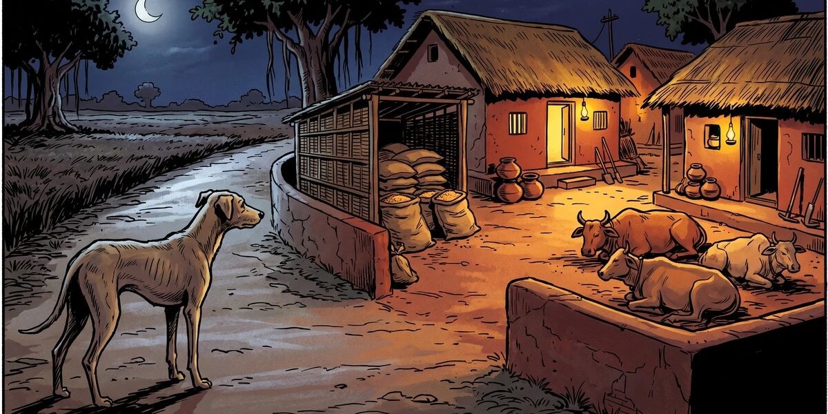 The dog Chitranga leaves his famine-stricken village for a foreign land