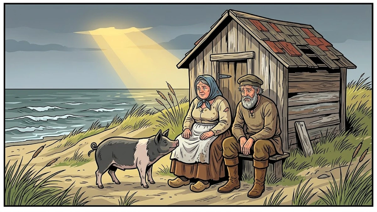 The Fisherman and His Wife — weathered Pomeranian pigsty by the sea