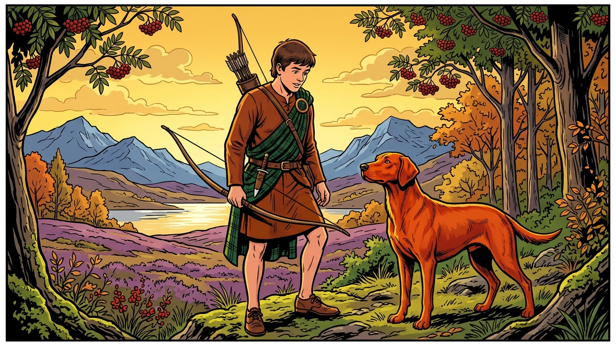 The Russet Dog encountered by a Highland hunter at the edge of an autumn deer forest