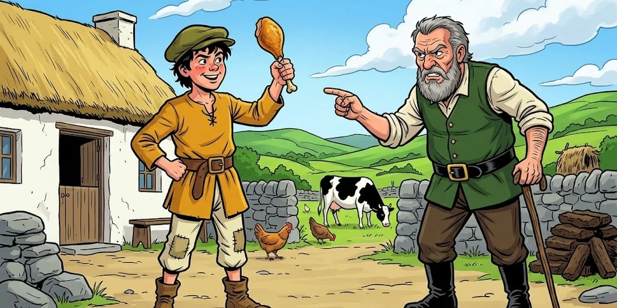 Jack and His Master Irish folk tale cover - Amar Chitra Katha style illustration