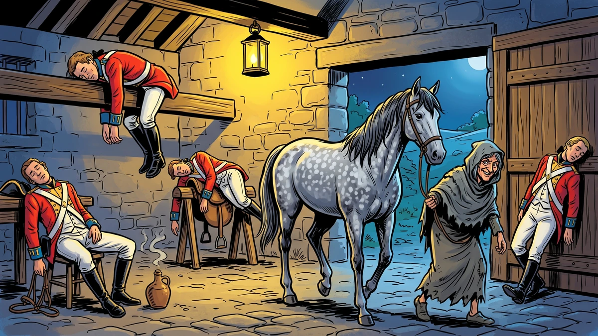 The horse-from-the-stable trick — Jack drugs the soldiers with poteen and walks the lord's prize horse out, ATU 1525A.