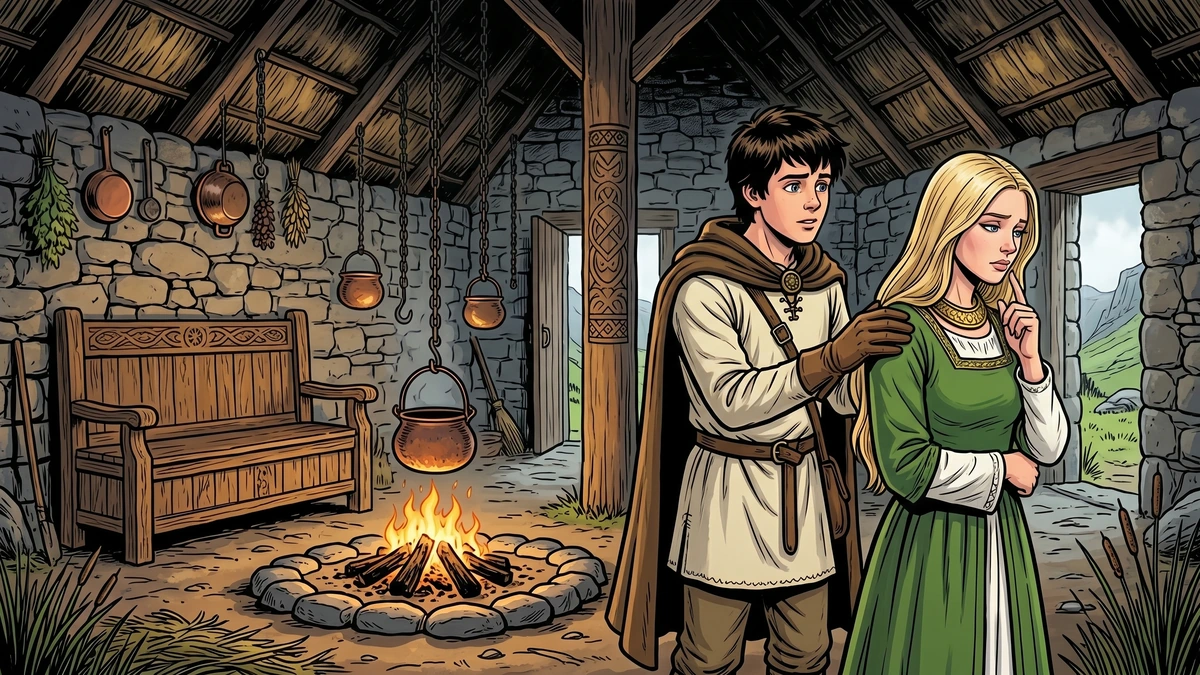 Interior of the Welsh longhouse - the first causeless blow with gloves