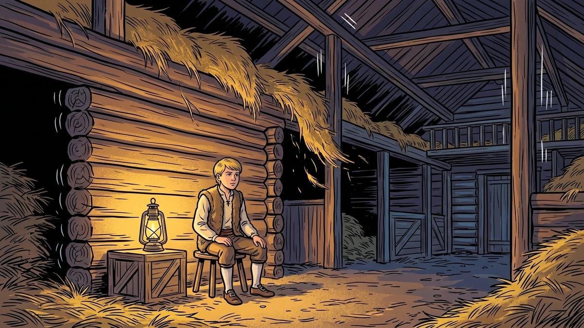 Boots keeps his seat calmly inside the shaking hay barn during his St John's Eve vigil