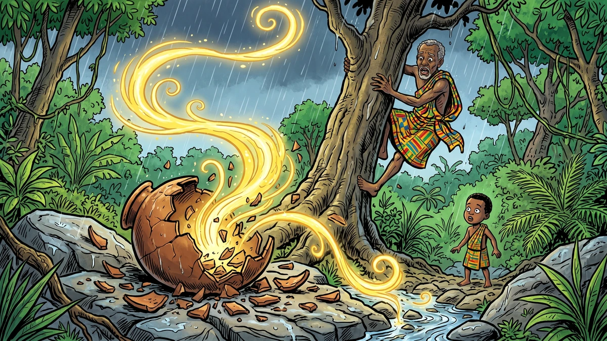 The pot shatters on the rocks, and the wisdom scatters — carried by the rain and rivers to every shore.