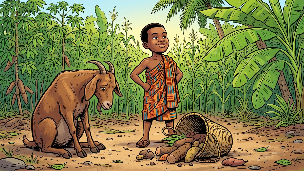 Quarcoo Bah-Boni - The wandering boy begs his way into the household of the five animals who share one fire.