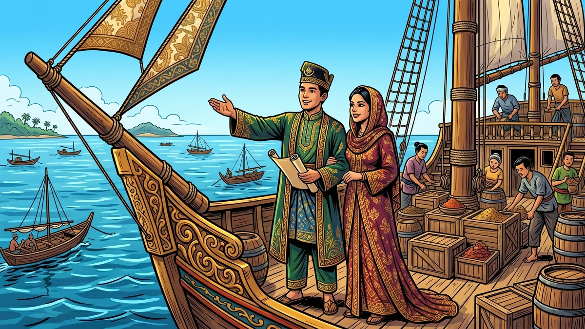 Si Tanggangs elderly mother reaching out to him on the dock - ACK style illustration