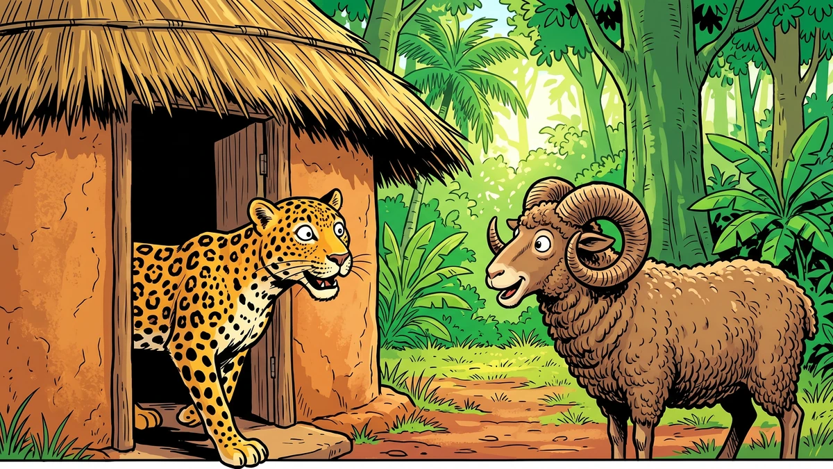 Leopard and ram meet at last on the threshold of the house they unknowingly built together.