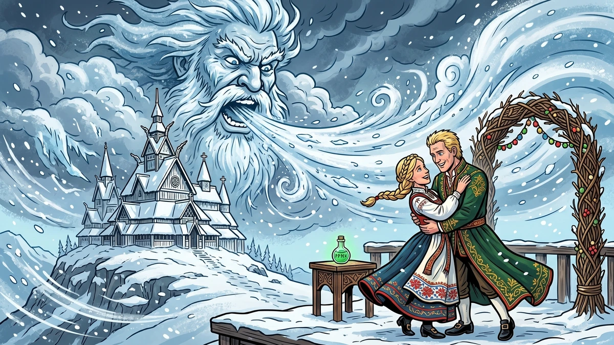 The roaring North Wind storms the white wedding castle as the hero reunites with his princess bride